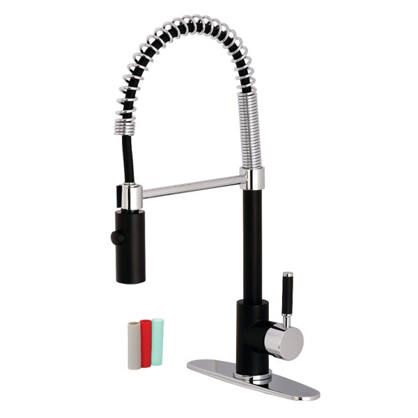 Gourmetier LS8777DKL Kaiser Single-Handle Pre-Rinse Kitchen Faucet, Black/ Chrome LS8777DKL - main
